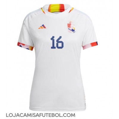Camisa de Futebol Bélgica Thorgan Hazard #16 Equipamento Secundário Mulheres Mundo 2022 Manga Curta